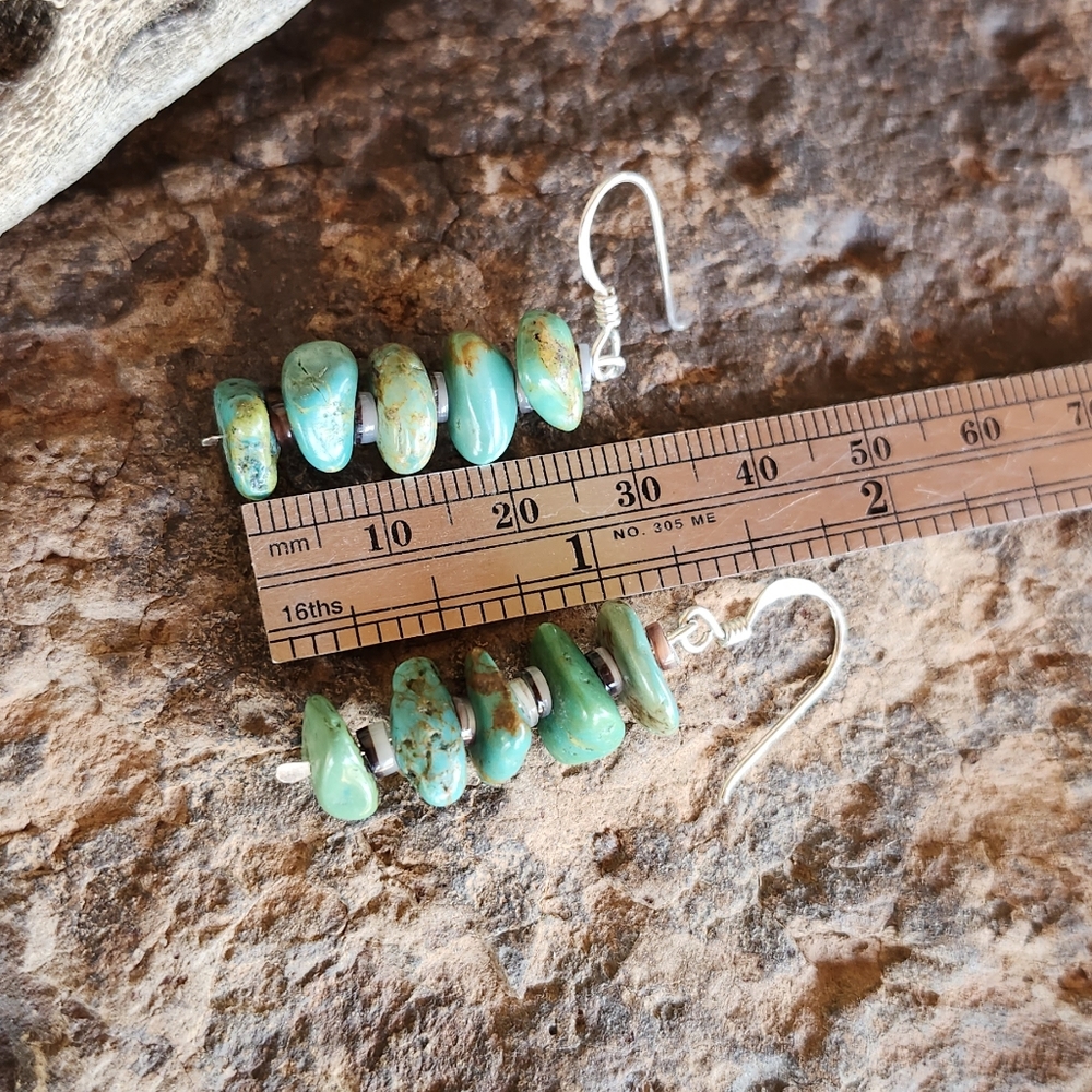 Sterling Silver Genuine Turquoise 2 strand Necklace Set - Picture 16 of 17